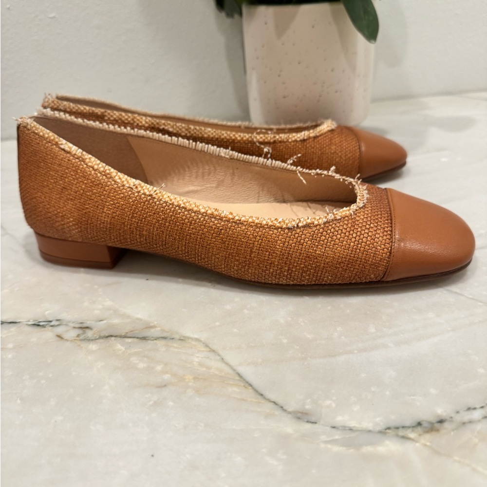 French Sole FS/NY Waffle woven leather tan brown Ballet Leather Flat 8